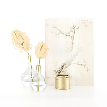 Elegant Hydrangea Vase Set 3D model image 1 