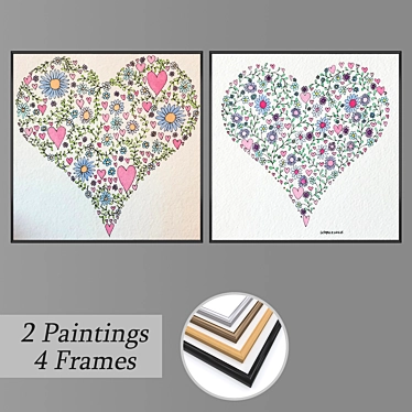 Modern Art Wall Set with Frame Options 3D model image 1 