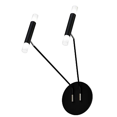 Sleek Black Wall Sconce with Dual Cylinder Shades 3D model image 1 
