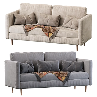 Mid-Century Tufted Seat Sofa 3D model image 1 