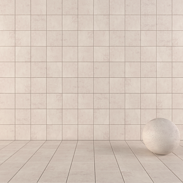 Ares Ivory Concrete Wall Tiles Set 3D model image 1 