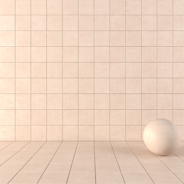 Beige Concrete Wall Tiles: Stylish & Durable 3D model image 1 