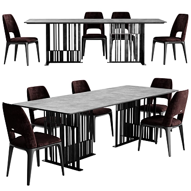 Sleek Solo Dining Set 3D model image 1 