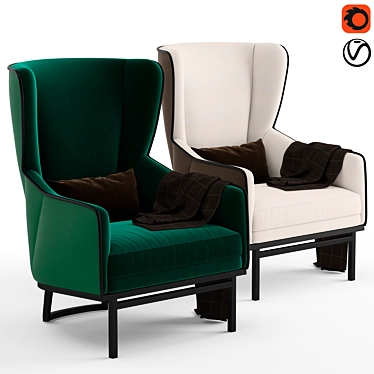 CPRN Homood Bergere Chair: Classic Elegance 3D model image 1 