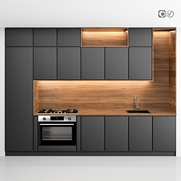 Modern Kitchen with Customizable Modules 3D model image 1 