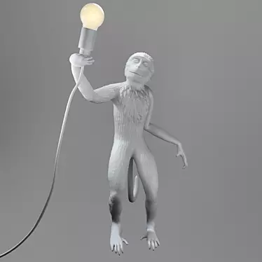 Loft Style Metal and Gypsum Monkey Lamp 3D model image 1 