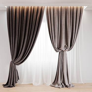 Versatile Curtain Set - 2 Color Options 3D model image 1 