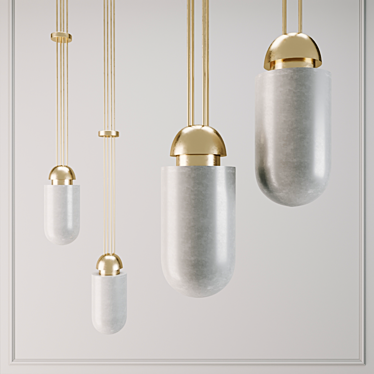 Elegant Alabaster Pendant Lamp 3D model image 1 