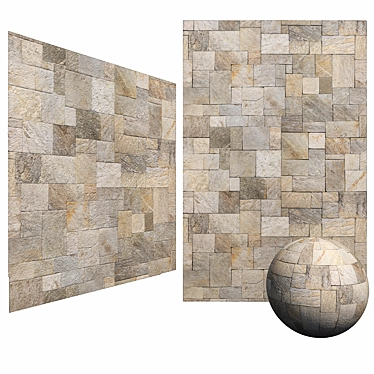 Travertine French Pattern: High Res, Tileable 3D model image 1 
