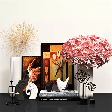 Elegant Decor Set: Vase, Book, Fantasy Objects, Candle & Frame 3D model image 1 