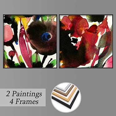 Eclectic Wall Art Set with Multiple Frames 3D model image 1 