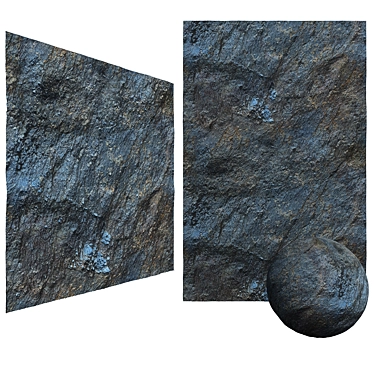 6K Tileable Textures: Black-Blue Rock Wall 3D model image 1 