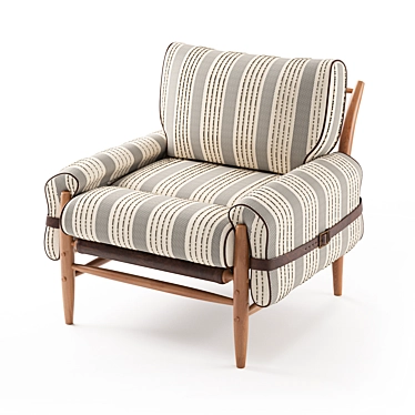 Handcrafted Maple Striped Chair 3D model image 1 