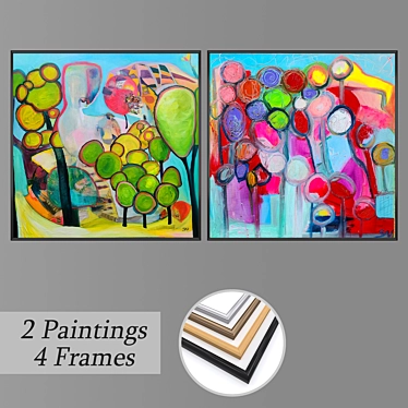 Modern Wall Art Set with Multiple Frames 3D model image 1 