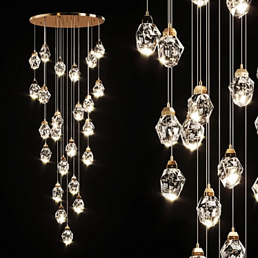 Elegant Crystal Pendant Lamp 3D model image 1 