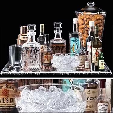 Premium Alcoholic Set: Whiskey, Crystal, Lekker, Wine, Vodka 3D model image 1 