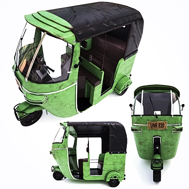 Vintage Rickshaw: Mid-Poly, PBR Textures 3D model image 1 