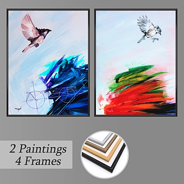 Elegant Wall Art Set with Frames 3D model image 1 