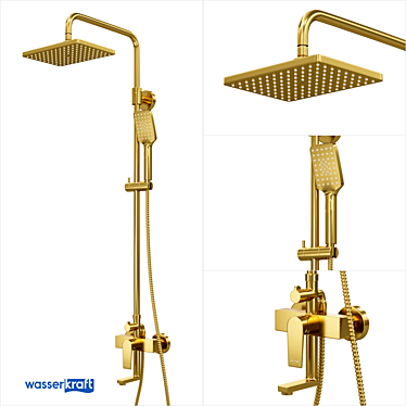 Elegant Aisch Shower Set - Matte Gold 3D model image 1 