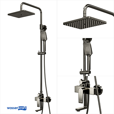 Wiese Shower Set: Ultra-Modern Steel Finish 3D model image 1 