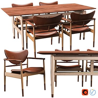48 Chair & Kaufmann Table | Finn Juhl Design 3D model image 1 