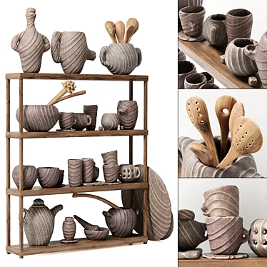 Clay Dishes Rack No.5: Effortlessly Organize Your Collection 3D model image 1 