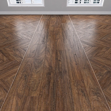 Oak Parquet Flooring: Herringbone, Linear & Chevron 3D model image 1 