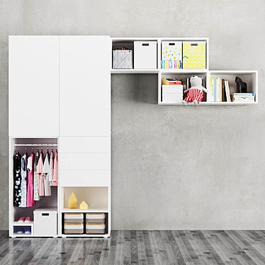 Title: Ophus 2-Door Wardrobe with 3 Drawers 3D model image 1 