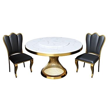 Elegant Dining Set: Table & Chairs 3D model image 1 