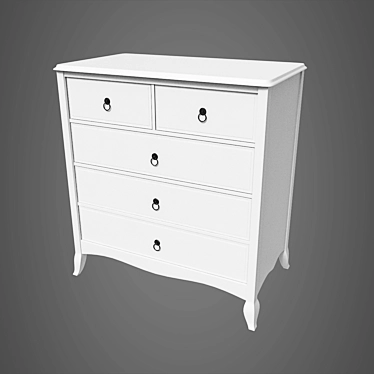 Vintage White Painted Drawers 3D model image 1 