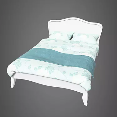 Vintage White Painted Bed 3D model image 1 