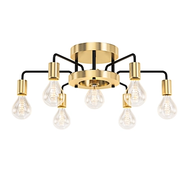 Industrial Gold Ceiling Light 3D model image 1 