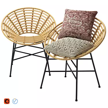 Rattan Comfort Chair - Elegant and Stylish 3D model image 1 
