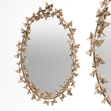 Elegant Gold Oval Mirror - Jaspershome 3D model image 1 