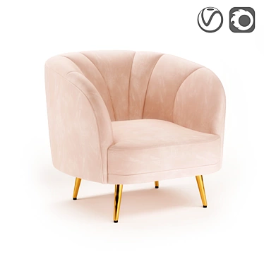 Leone Velvet Armchair: Minimalistic Design, Ultimate Comfort. 3D model image 1 