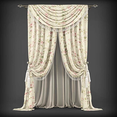 Polyester Curtains, 202400 Polys, 204727 Verts 3D model image 1 