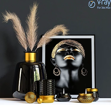 Elegant Decorative Set for Vray 3D model image 1 