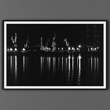 Elegant Black Framed Artwork 3D model image 1 