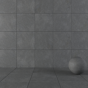 Concrete Wall Tiles Anthracite: Cumulus Collection 3D model image 1 