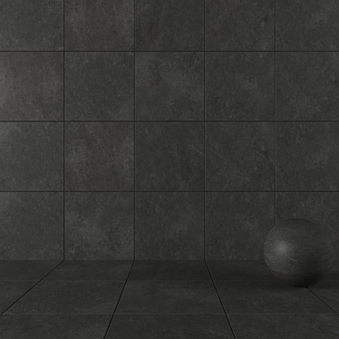 Sleek Black Concrete Wall Tiles 3D model image 1 