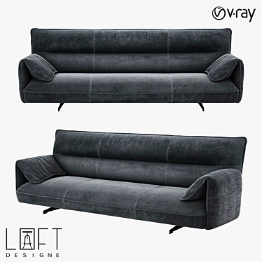 Sleek Metal and Fabric Sofa 3D model image 1 