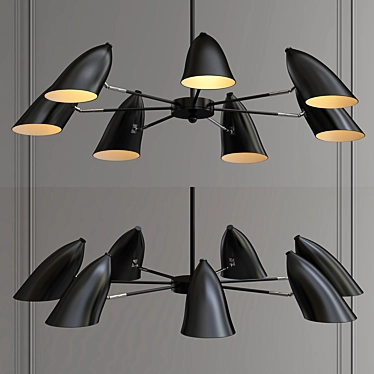 Futuristic Black Ceiling Chandelier 3D model image 1 