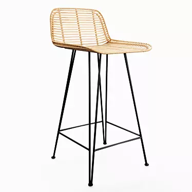 Natural Elegance: HKLiving Rattan Bar Stool 3D model image 1 