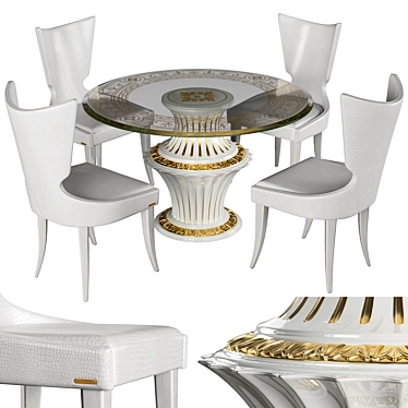 Luxury Wood Tables & Chairs 3D model image 1 
