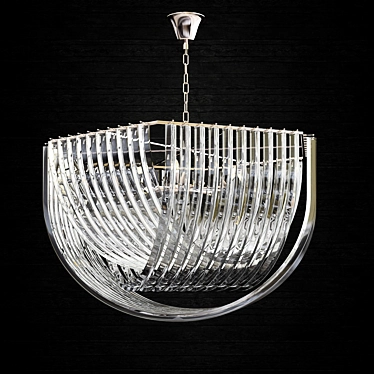 Glimmering Flow - Modern Glass and Metal Chandelier 3D model image 1 
