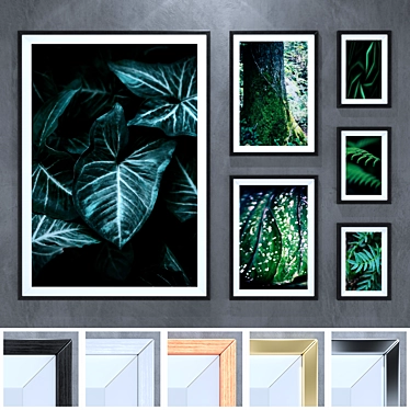Modern Green Frames Collection: 6 Paintings, 5 Frame Options 3D model image 1 