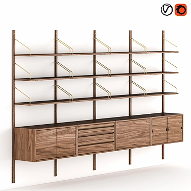 Sophisticated Modular Walnut System 3D model image 1 