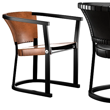 Vintage Loft Chair T13: Stylish Wood & Leather Design 3D model image 1 
