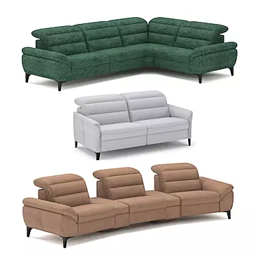 Belgian Sofa Daphne: Versatile Comfort 3D model image 1 