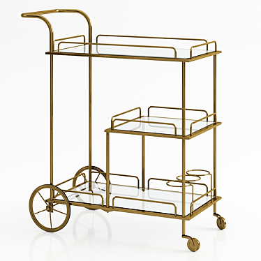 Elegant Gray Brass Bar Trolley 3D model image 1 